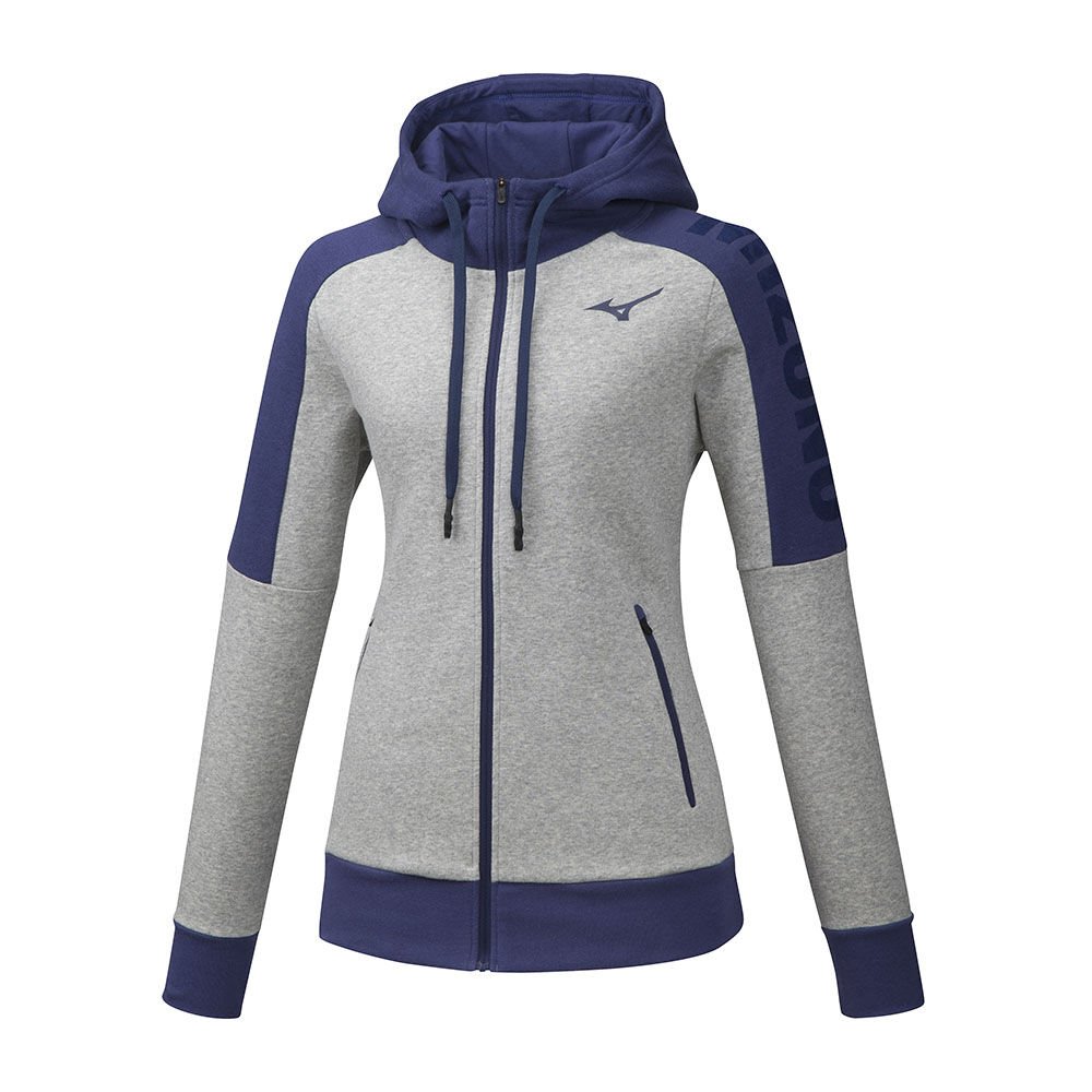 Sudaderas con capucha Mizuno Heritage Zip Mujer Gris Outlet TQXZ-92856